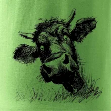 Černobílá karikatura černá kráva hlava