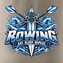 Veslařská loď se zkříženými vesly eat sleep repeat