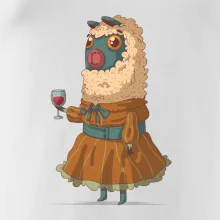 Alpaka s vínem žena