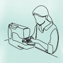 Švadlena a šicí stroj jedním tahem