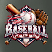 Baseballová pálka s rukavicí eat sleep repeat