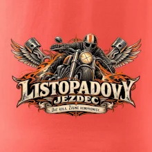 Listopadový motorkář se strojem a ohnivými křídly