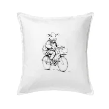 Kráva v obleku na kole