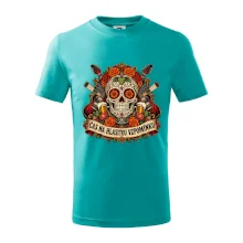 Mexická rocková lebka s kytarami a pivem