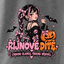 Říjnové dítě gotická dívka s dýňovou kabelkou