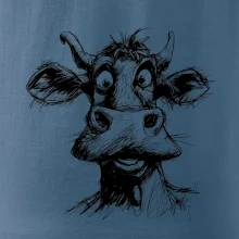 Černobílá karikatura světlá kráva hlava