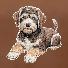 Lagotto romagnolo ležicí vyšívaný na prsu