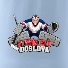 Hokejový brankář staví zeď