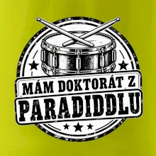 Mám doktorát z paradiddlu - černobílý bubenický odznak