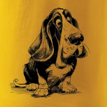 Černobílá karikatura baset