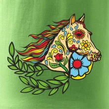 Kůň barevný s listy