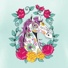 Kůň barevný s květinami