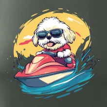 Lhasa Apso na vodním skútru