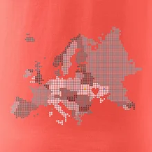 Mapa Evropy - srdce v Ukrajině