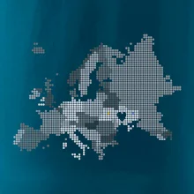 Mapa Evropy - srdce v Ukrajině