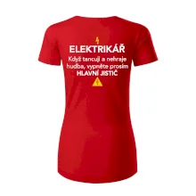 Elektrikář - hlavní jistič - Nápis na zádech