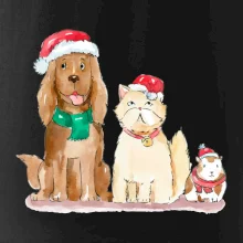 Veselé vánoce - pes, křeček a kočka