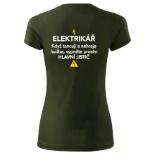 Elektrikář - hlavní jistič - Nápis na zádech