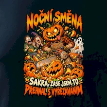 Noční směna dýňáka s motorovou pilou