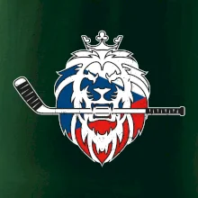 Lev s hokejkou v tlamě - Česká vlajka