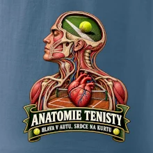 Anatomie tenisty hlava v autu srdce na kurtu