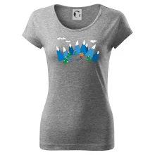 Lyžař a barevné hory