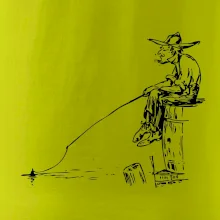 Kreslený rybář na pařezu