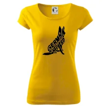 Německý ovčák sedící napis