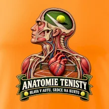 Anatomie tenisty hlava v autu srdce na kurtu