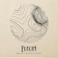 Plechý - vrstevnice v kruhu