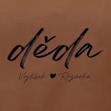 Děda Tričko se jmény dětí psací písmo