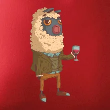 Alpaka s vínem muž