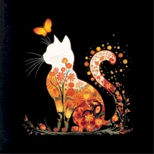 Květinová kočka a motýl