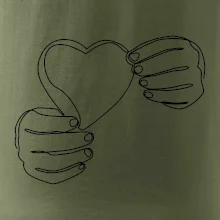 Ruka držící srdce  jedním tahem