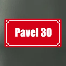 Jméno a věk - uliční cedule - červená