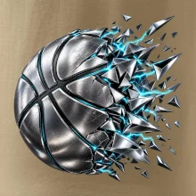 Kovový basketbalový míč s elektrickými střepy