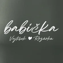 Babička Tričko se jmény dětí psací písmo