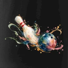 Bowling akvarelová koule a kuželka