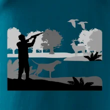 Lovec a ohař v lese