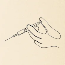 Ruka a injekce jedním tahem