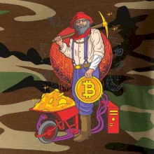 Horník těží bitcoiny