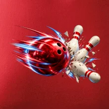 Bowlingová koule v akci a padající kuželky