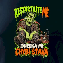 Vybitý Frankenstein s kabely od autobaterie