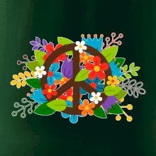 Peace symbol prorostlý květinami