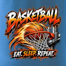 Basketbalový koš s míčem eat sleep repeat