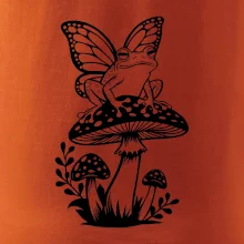 Goblincore černá houba se žábou