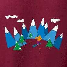 Lyžař a barevné hory