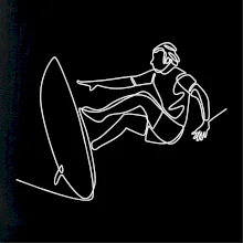 Surfař na vlně jedním tahem