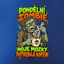 Pondělní zombie míchá kávu kostěnou rukou