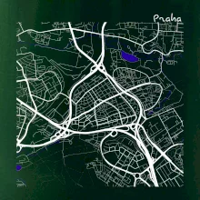 Praha - 14100 mapa s vodními toky